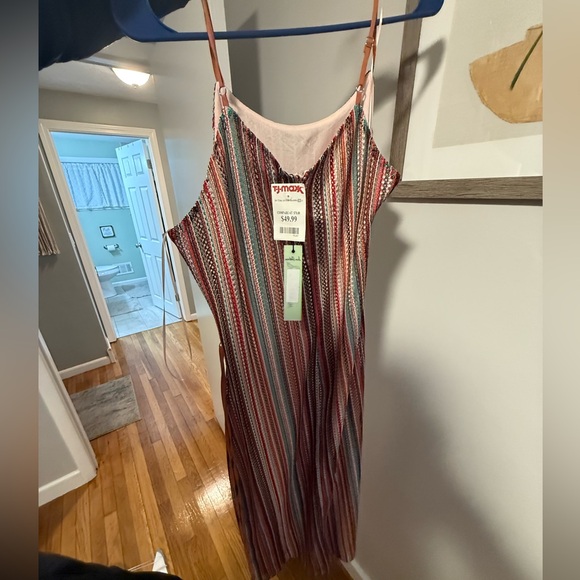 New with Tags Women’s Midi Dress-Embroidered/Stitched Material-Striped Design - Picture 1 of 4